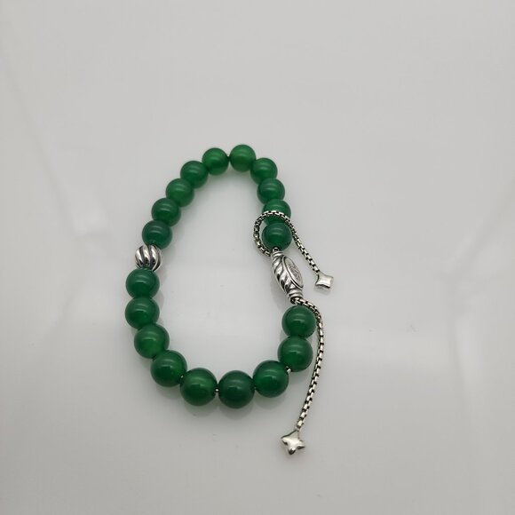 David Yurman Spiritual Bead Bracelet Sterling Silver with Green Onyx  and Silver - Picture 2 of 4